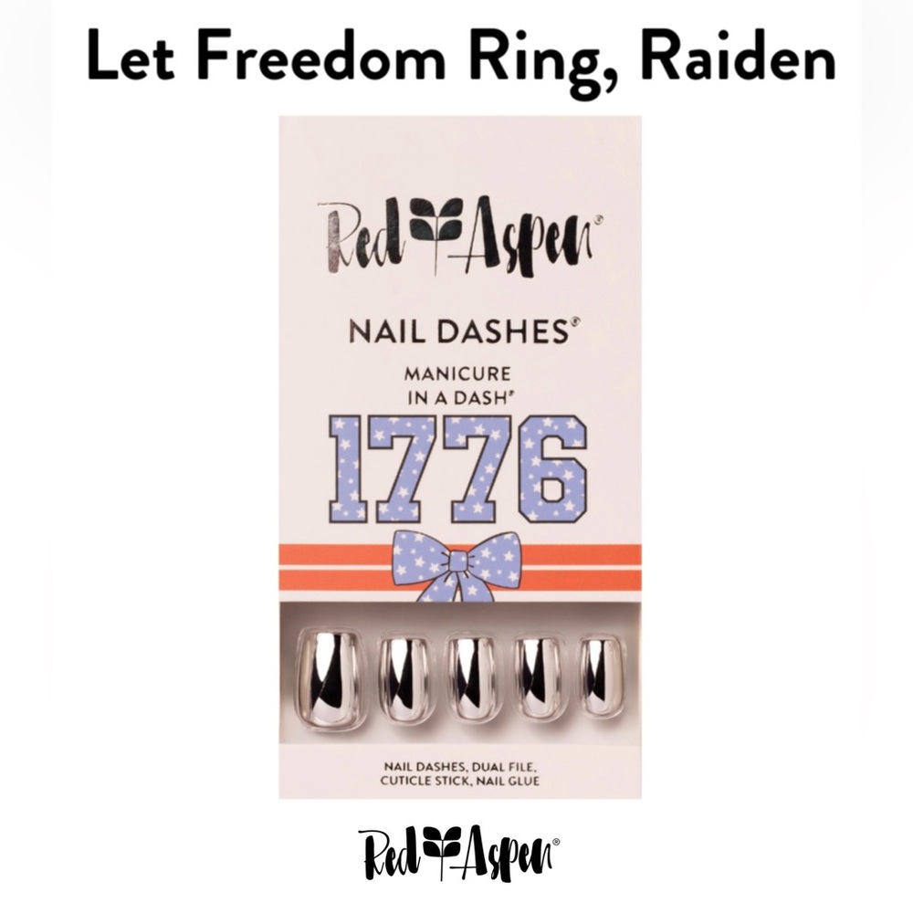 Red Aspen Silver Nail Dashes
Let Freedom Ring, Raiden short coffin chrome b612